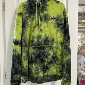 Champion Men's Green Tie-Dye Hoodie 2XL